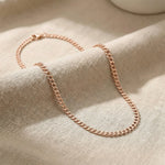 Rose gold curb chain necklace with flat interlocking link design