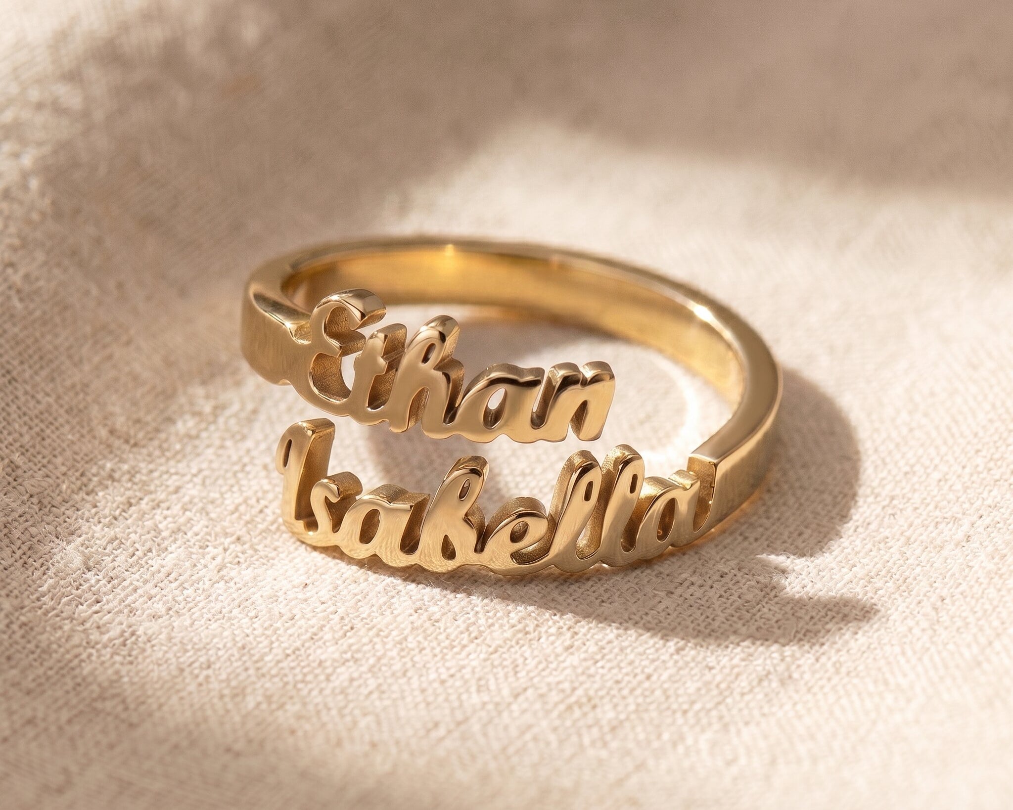Double Name Personalised Ring (Birthstones Optional)