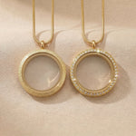 Dream locket necklace option showing sparkling and non-sparkling locket designs in gold finish