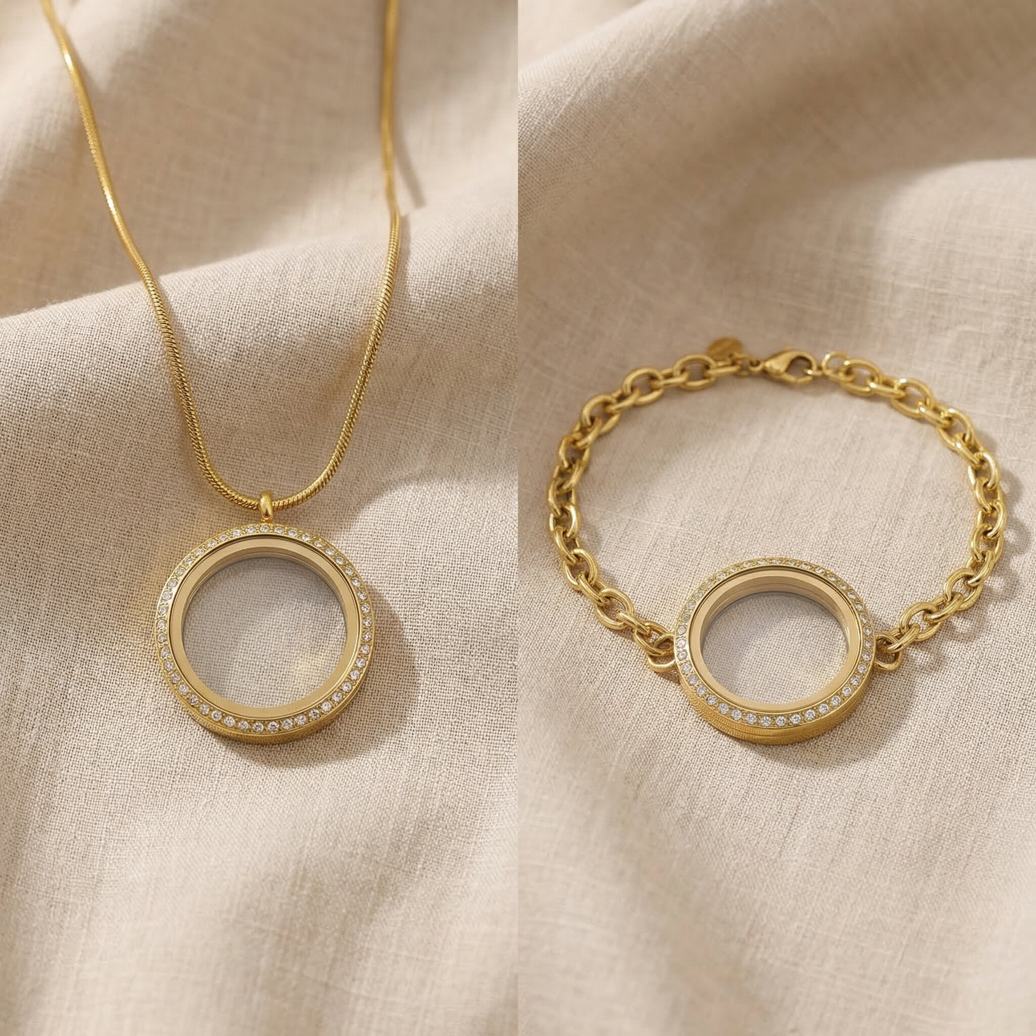  Dream locket necklace and bracelet set option showing matching round locket jewellery design