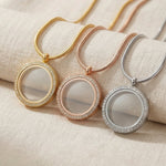 Dream locket necklace showing gold, silver and rose gold tone comparison