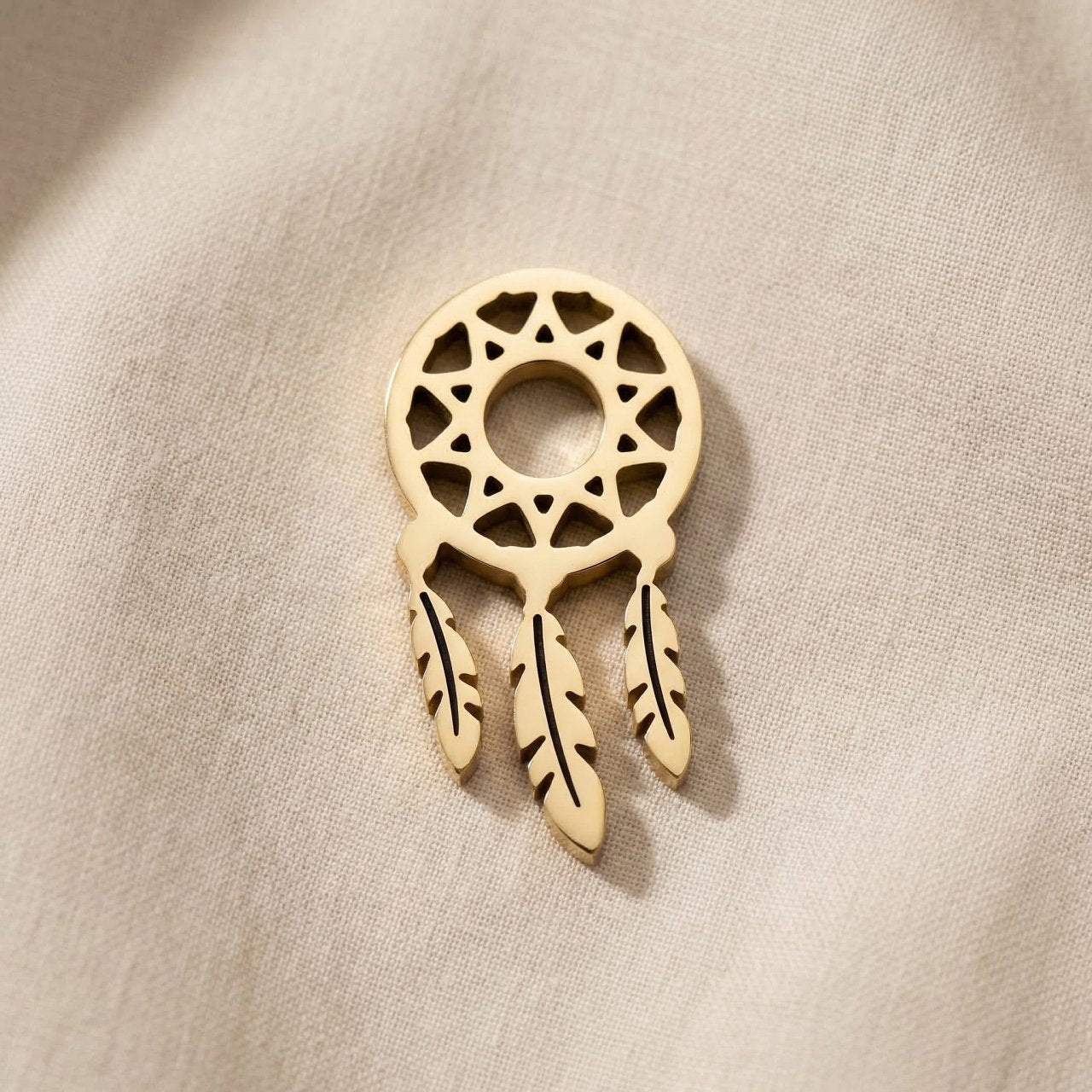 Gold dream catcher charm for Dream Locket bracelet symbolizing protection, dreams, and spiritual guidance