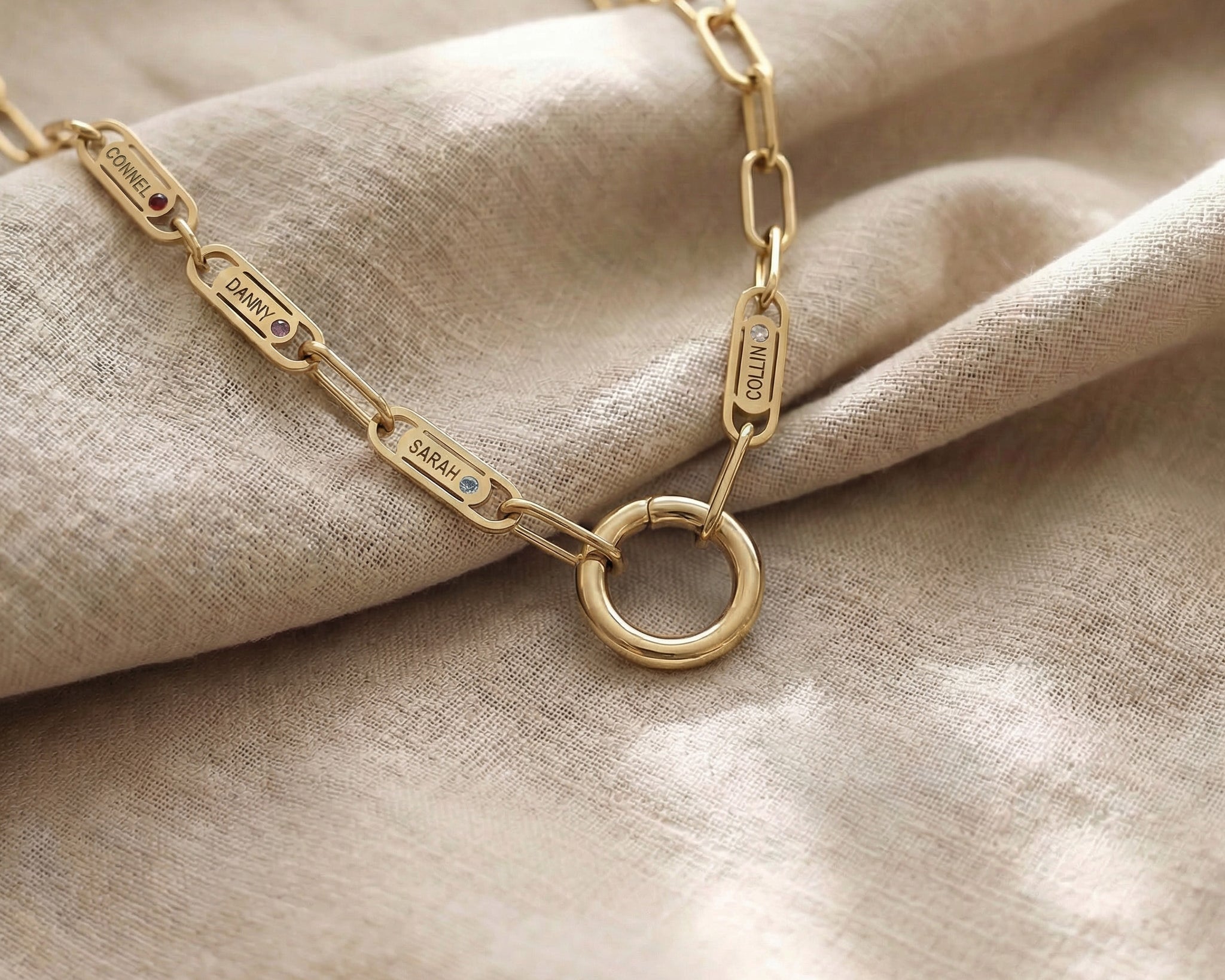 Gold Endless Ties Necklace, minimalist personalised jewellery hero image