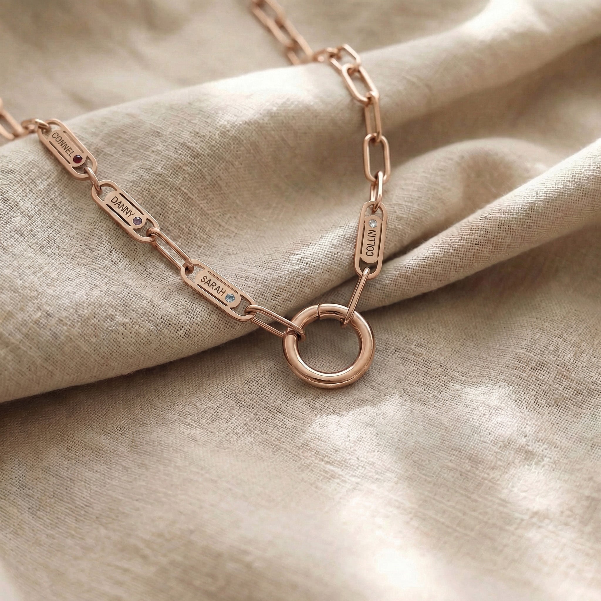 Endless Ties Necklace in rose gold, elegant personalised jewellery piece
