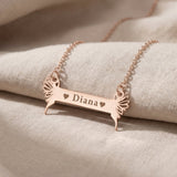 Fairy Name Bar Necklace in rose gold with engraved name, personalised jewellery hero image