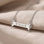 Fairy Name Bar Necklace in silver with custom name engraving, kids personalised jewellery