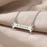 Fairy Name Bar Necklace in silver with custom name engraving, kids personalised jewellery