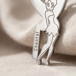 Close-up of Fairy Name Necklace showing custom name design and fine polished detail