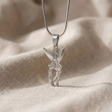 Fairy Name Necklace in silver with custom name design, kids personalised jewellery