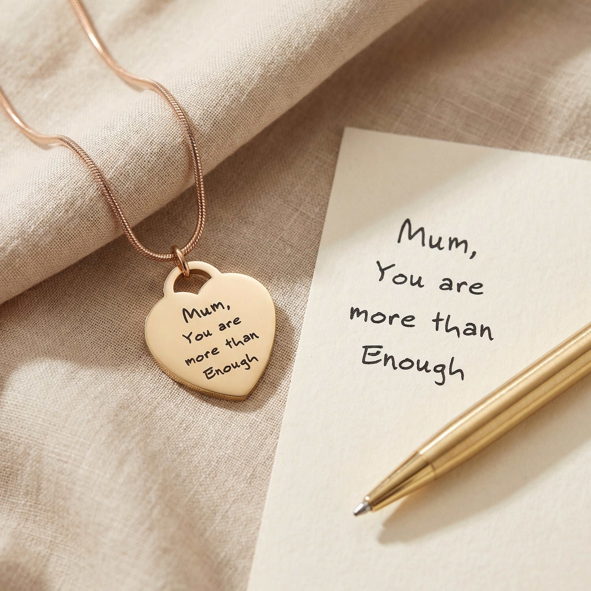 Forever In My Heart Necklace with custom handwriting engraving on heart pendant, personalised jewellery gift