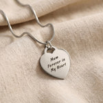 Forever In My Heart Necklace in silver with engraved heart pendant, mother jewellery 