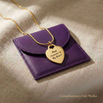 Forever In My Heart Necklace displayed with gift wallet packaging, personalised jewellery gift option
