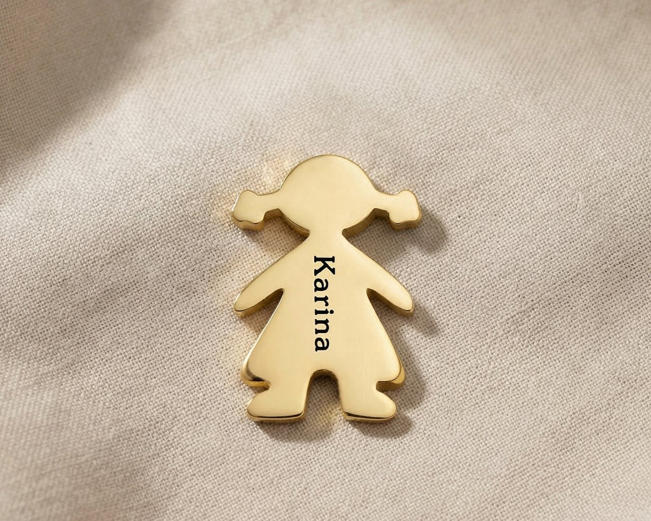 Personalized girl silhouette charm for Dream Locket bracelet with engraved name and meaningful family symbolism