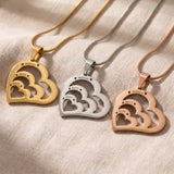 Heart of love necklace tone comparison showing gold, silver and rose gold sentimental keepsake jewellery finishes