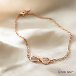 Rose gold Infinity Bracelet by Belle Fever — soft, elegant design featuring the infinity symbol as a tribute to love that lasts forever.