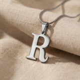 Initial Necklace in silver with letter pendant, minimalist personalised jewellery