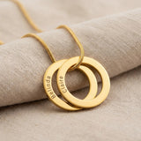 Interlinked Love Ring Necklace two ring option showing interlocking circle pendant design