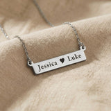 Silver Jess Bar Necklace with engraved name bar, meaningful jewellery