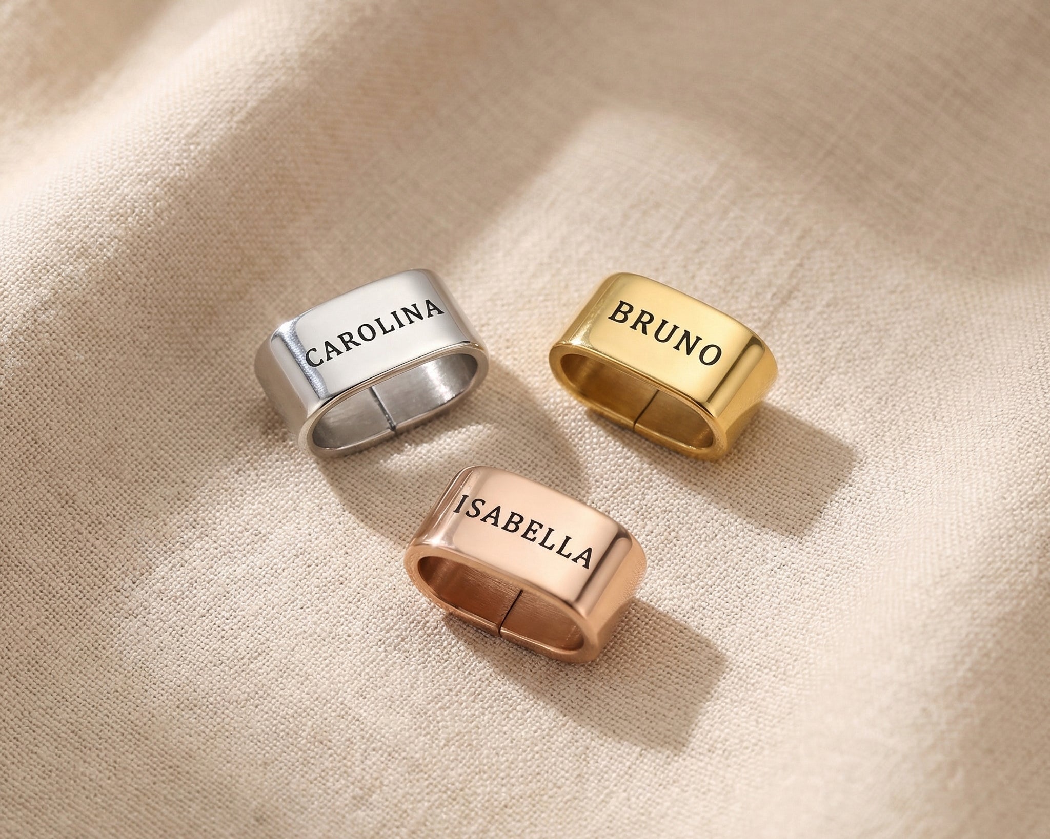Leather Bracelet Charms in gold silver and rose gold finishes with custom engraved