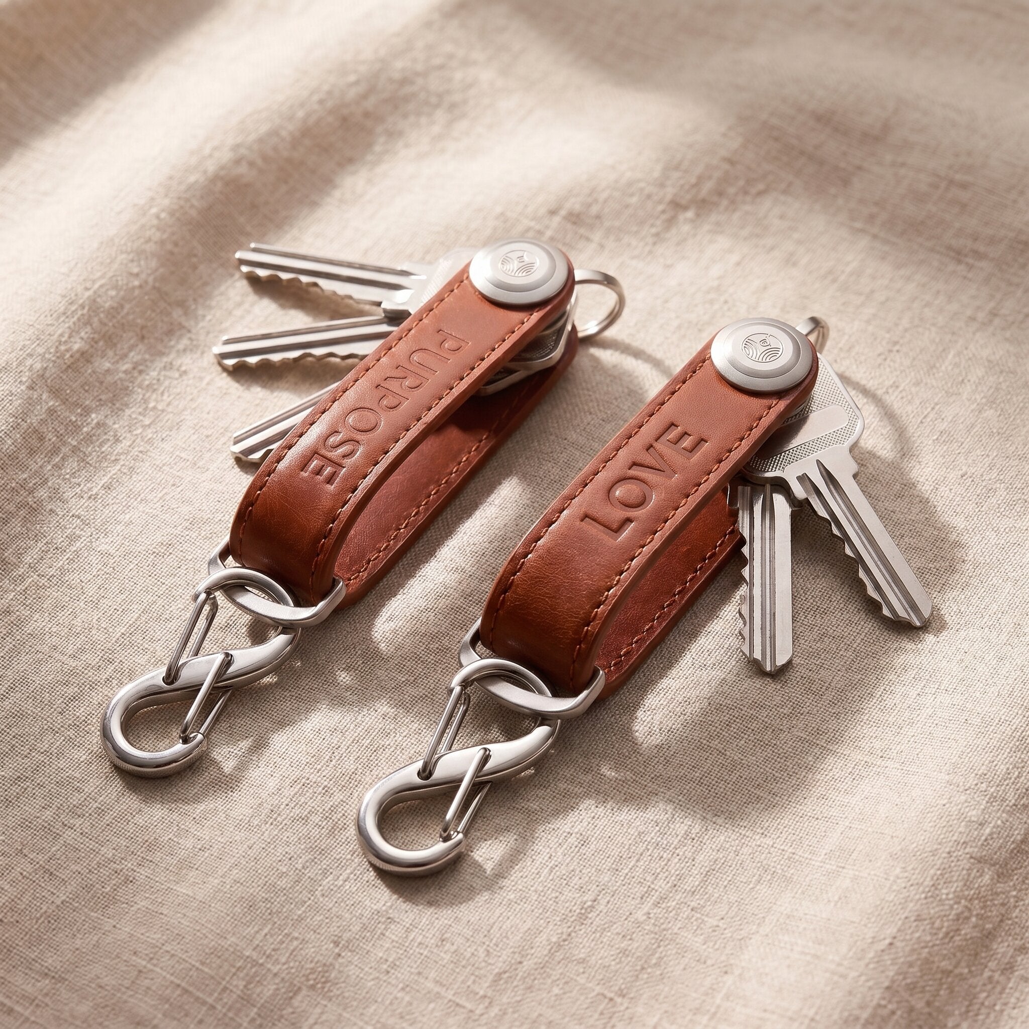 Leather key organizer with multiple keys attached, compact everyday carry accessory for organised key storage