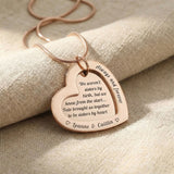 Love Forever Necklace in rose gold with engraved heart pendant, meaningful personalised jewellery 