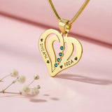 belle fever personalized love heart necklace with engraved name and birthstones, romantic custom jewelry gift