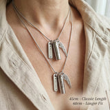 Memory Cremation Necklace worn showing chain length options for memorial jewellery styling