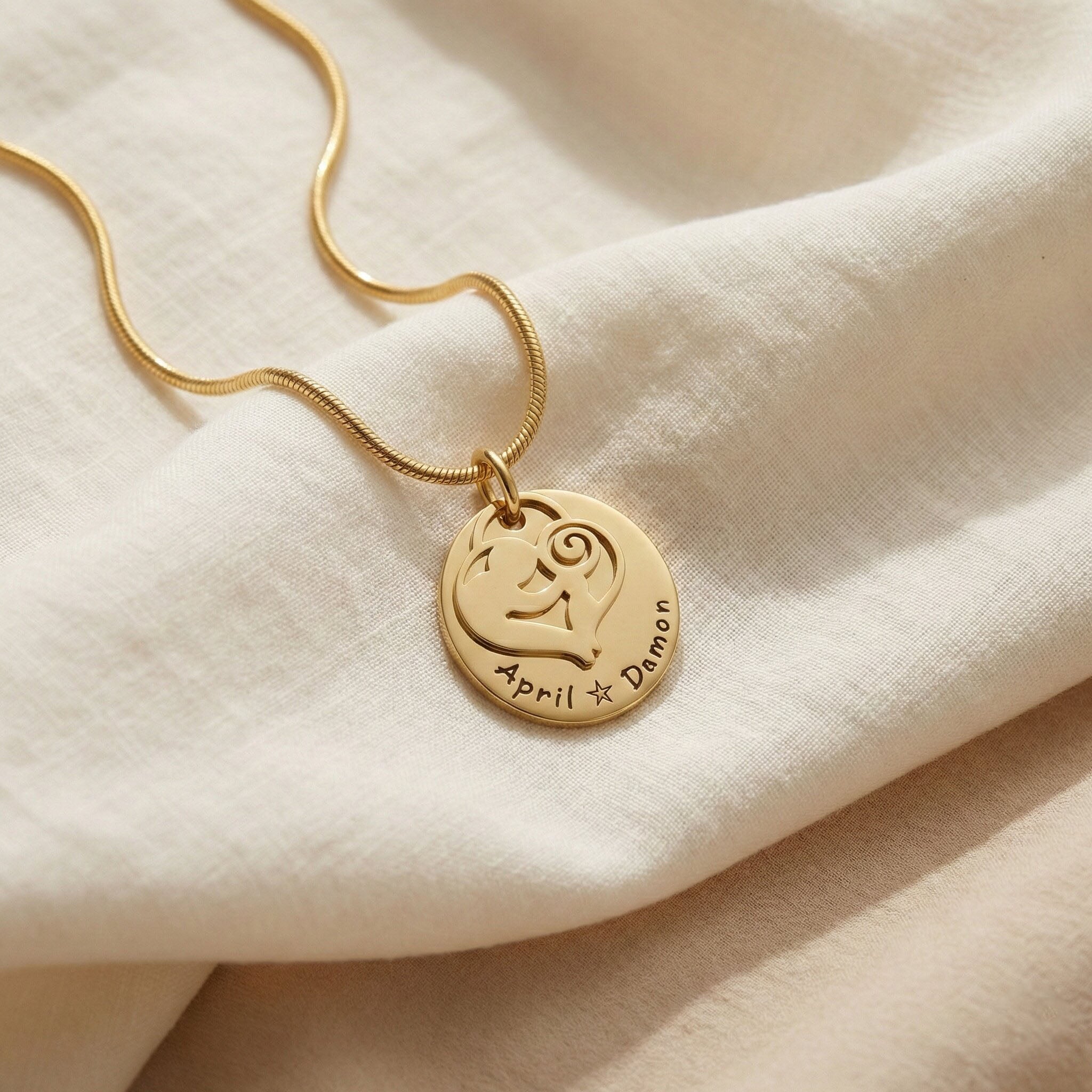 Belle Fever gold mother’s disc necklace, personalised family name jewellery, meaningful mum gift, grandmother necklace