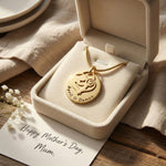 Belle Fever mother’s disc necklace in gift box, personalised mum jewellery, family name necklace, Mother’s Day gift, grandmother keepsake