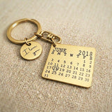 Gold personalised calendar keyring with engraved date calendar tag design