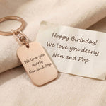 Personalised dog tag keyring with custom handwriting engraving, sentimental keepsake design