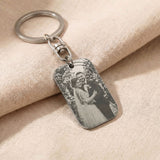 Personalised dog tag keyring with custom photo engraving, meaningful memory keepsake