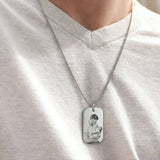 Silver Custom Engraved Photo Dog Tag Necklace by Belle Fever, a sentimental keepsake jewellery gift.