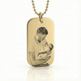 Custom Engraved Photo Dog Tag Gold Necklace by Belle Fever, men's jewellery gift, capturing treasured memories.