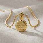 Product video showing circle cremation necklace with round urn pendant and memorial design