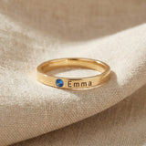 Personalised stackable ring with engraved name in classic single band design