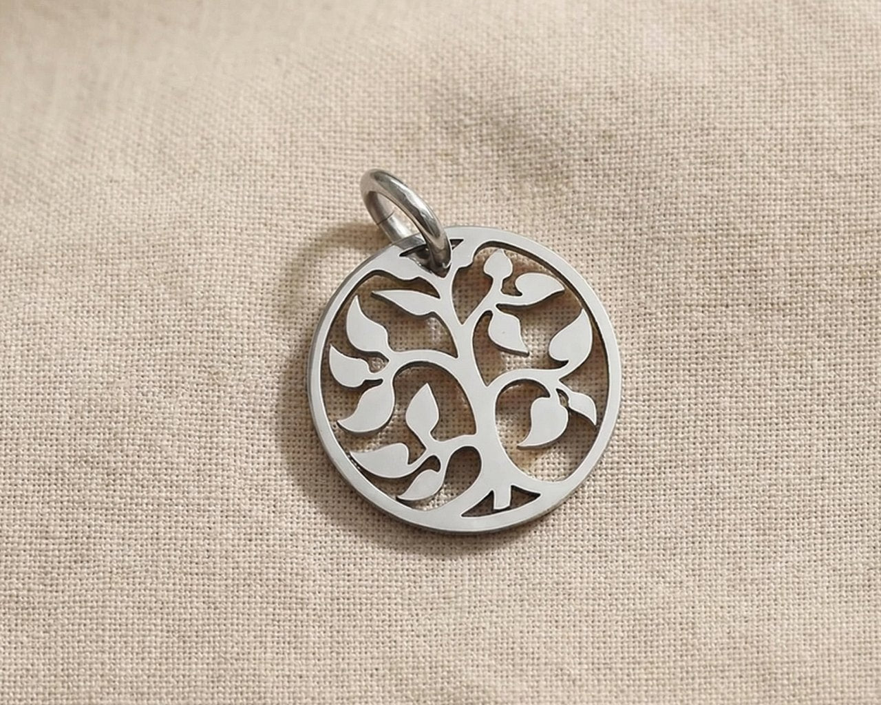 Silver tree charm for keyring symbolizing growth, family roots, strength, and meaningful life journeys