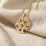 Tree of life necklace in gold with detailed tree design, elegant keepsake jewellery