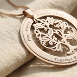 Tree of life necklace with sparkling washer ring and detailed tree pendant design