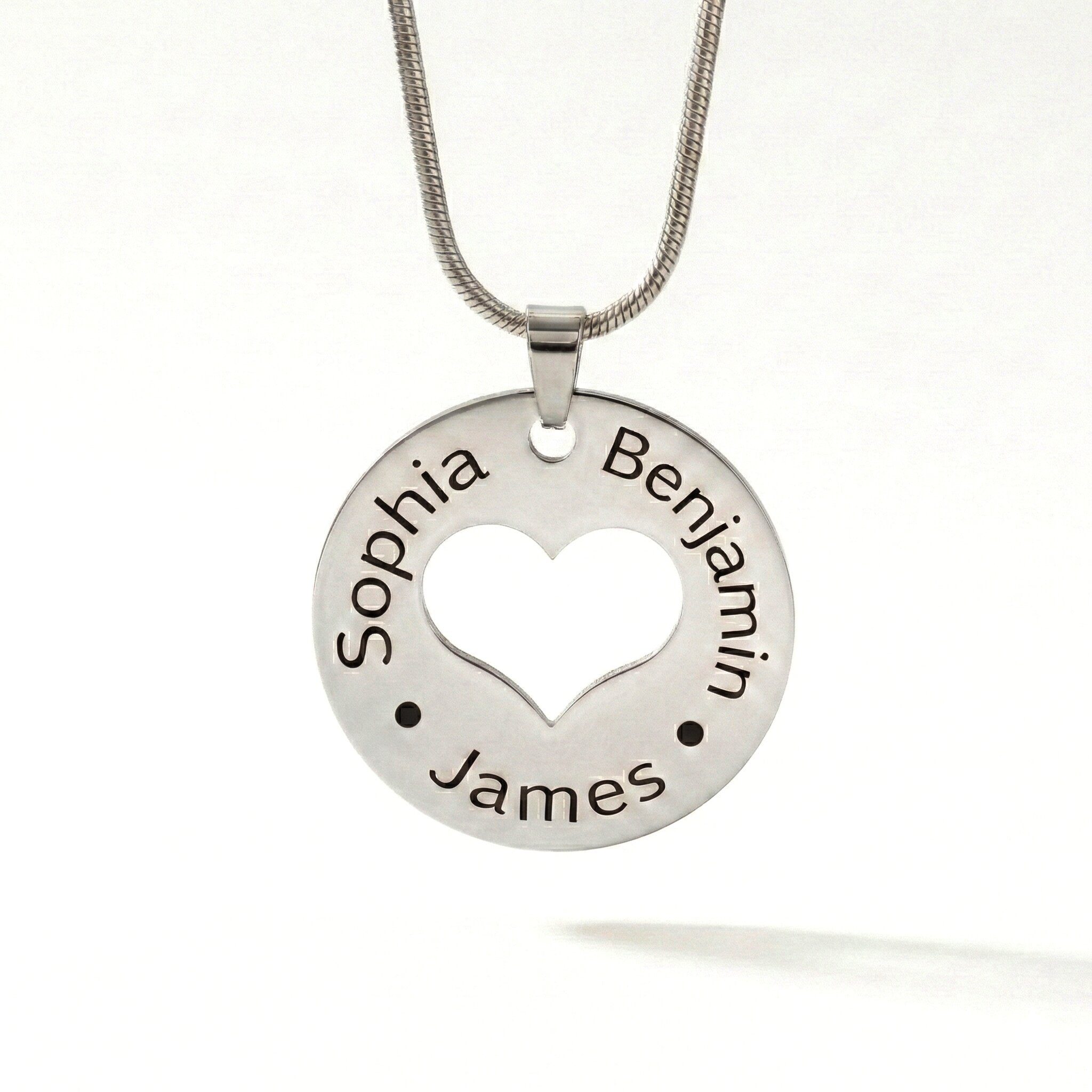 Silver Triple Love Necklace in white background - Mothers Jewellery by Belle Fever