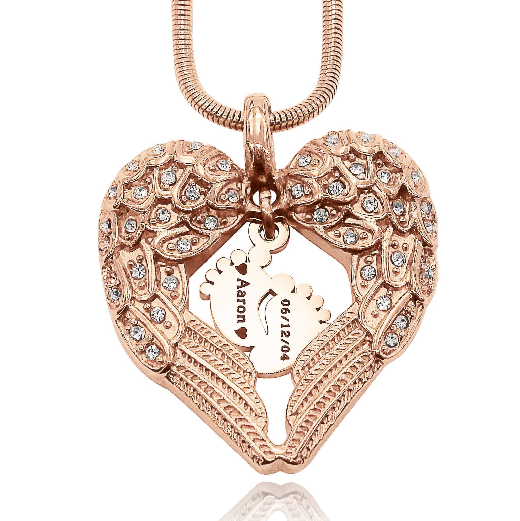 Angels Heart Necklace with Feet Insert - Memorial & Cremation Jewellery by Belle Fever