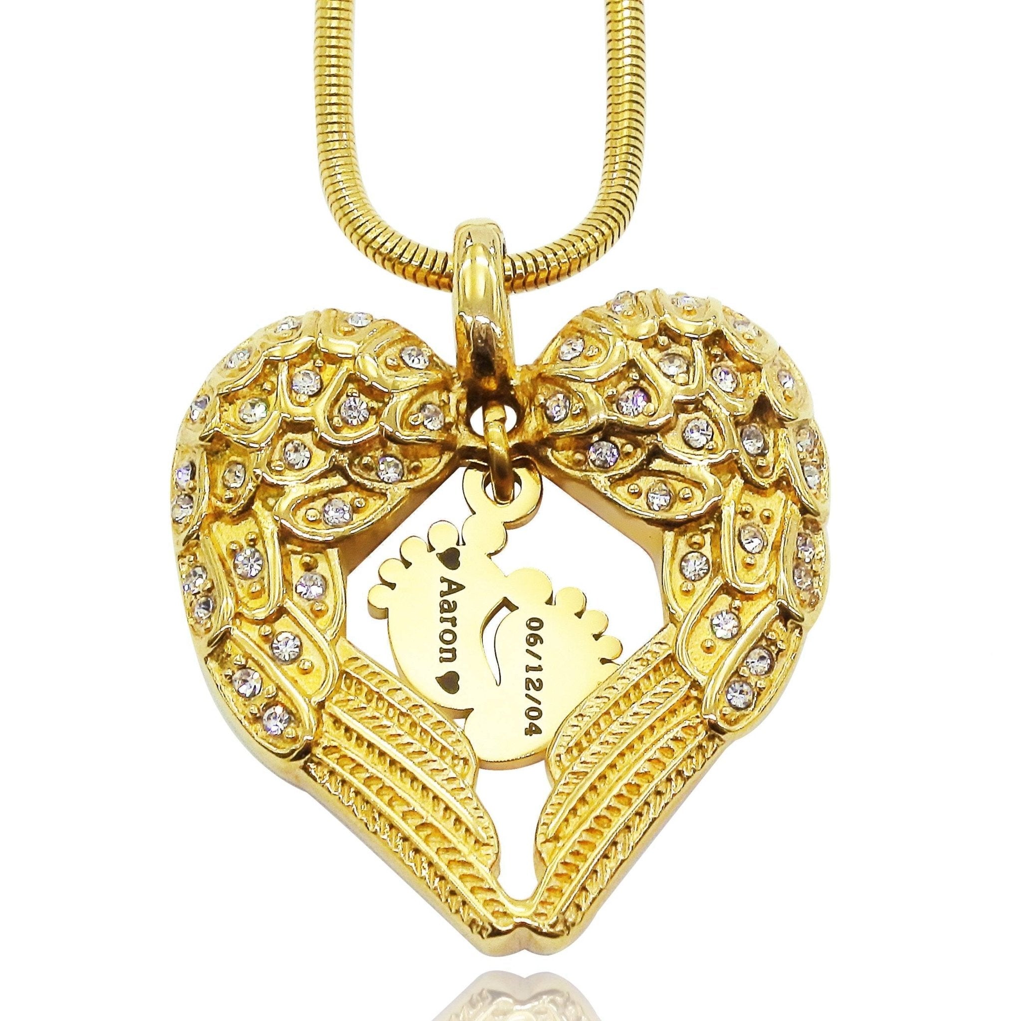 Angels Heart Necklace with Feet Insert - Memorial & Cremation Jewellery by Belle Fever