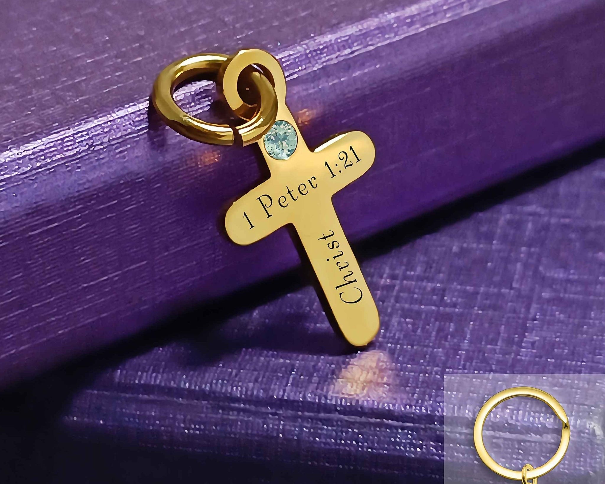 Cross Charm Birthstone for Keyring - Keyrings by Belle Fever