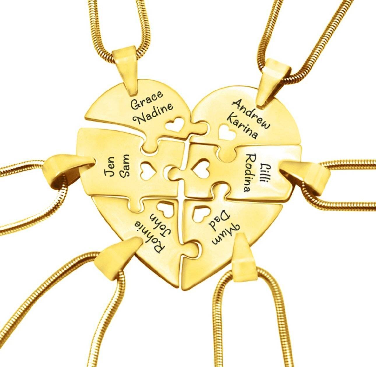 Hexa Heart Puzzle 6 Personalised Necklaces - Puzzle Jewellery by Belle Fever