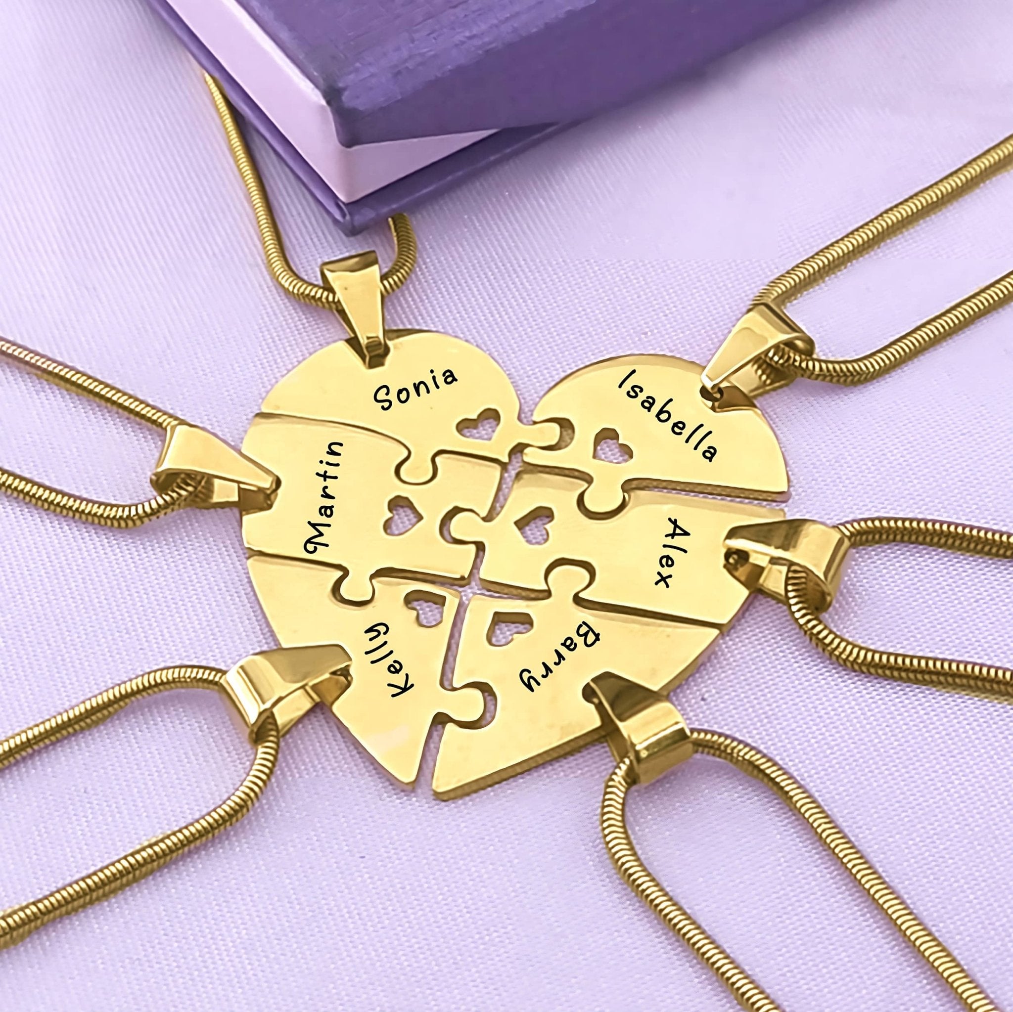 Hexa Heart Puzzle 6 Personalised Necklaces - Puzzle Jewellery by Belle Fever