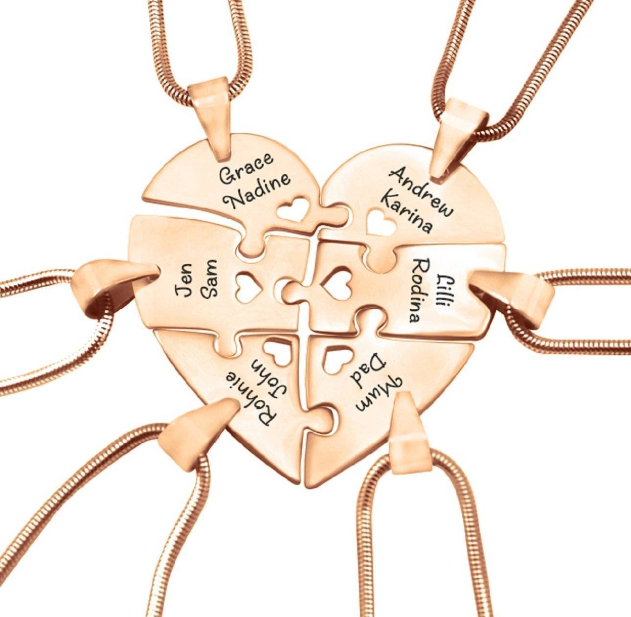 Hexa Heart Puzzle 6 Personalised Necklaces - Puzzle Jewellery by Belle Fever
