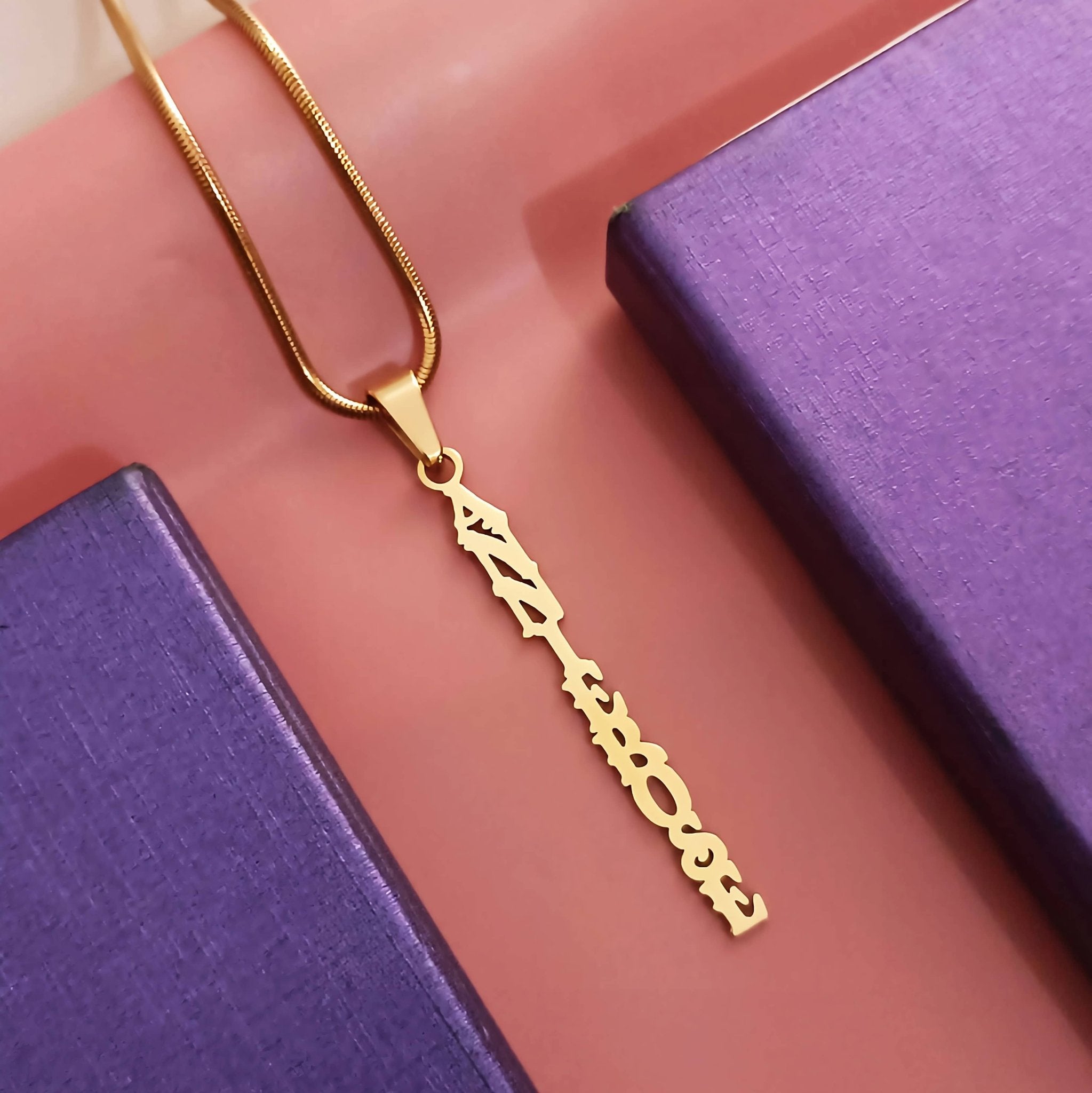 Name Necklace Vertical - Name Necklaces by Belle Fever