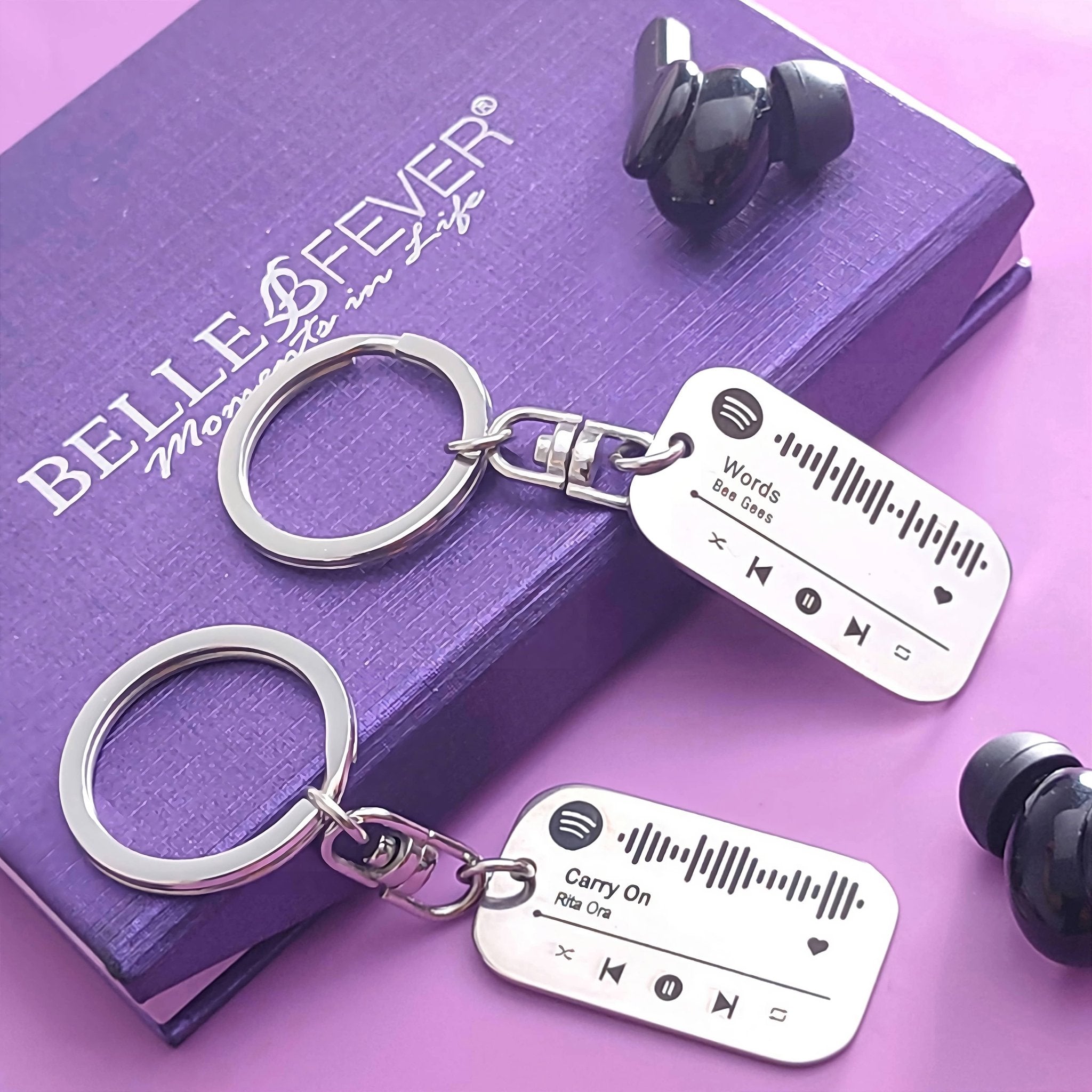 Personalised Music Tag Keyring - Music Tags by Belle Fever